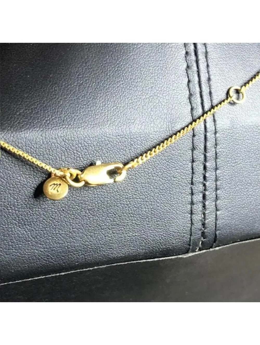 B2017 Madewell Dotted Box Chain Necklace Goldtone Minimalist Station Bead 16-18" - Picture 2 of 2